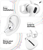 Proof Labs 4 Pairs for AirPods Pro 3 Ear Hooks Covers [Added Storage Pouch] Anti Slip Ear Tips Accessories Compatible with Apple AirPods Pro 3rd Generation (White)