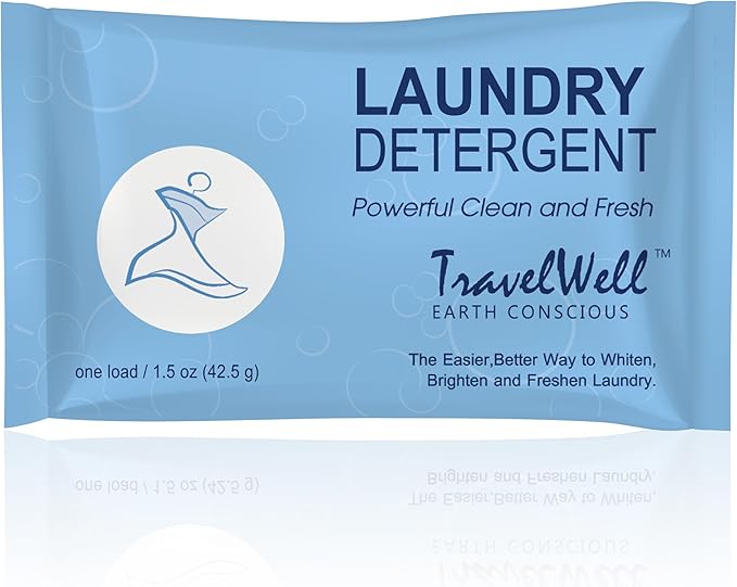 Travelwell Laundry Detergent Powder - Individually Wrapped Bulk Travel Laundry Detergent Packs - Hospitality Cleaning Supplies - Pack of 200, 1.5 oz