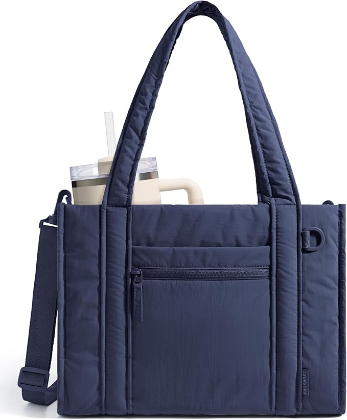 BAGSMART Boxy Tote Bag for Women, Crossbody Bag with Zipper, Crush Bow Purses for Travel Work College
