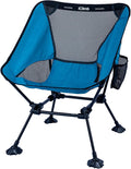 iClimb Ultralight Compact Camping Folding Beach Chair with Anti-Sinking Large Feet and Back Support Webbing (Blue - Square Frame - 2PC)