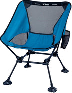 iClimb Ultralight Compact Camping Folding Beach Chair with Anti-Sinking Large Feet and Back Support Webbing (Blue - Square Frame - 2PC)