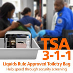 PACKISM Clear Toiletry Bag - TSA Approved Toiletry Bag 3 Pack Same Medium Size, Quart Size Bag Travel Makeup Cosmetic Bag, Carry on Airport Airline Compliant Bag, Black