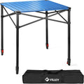 VILLEY Folding Camping Square Table with Carry Bag, Lightweight Aluminum Adjustable Square Table for Outdoor, Camping, Picnic, Backyards, BBQ, Large