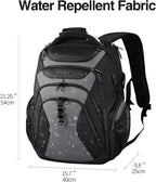 KROSER Travel Laptop Backpack 18.4 Inch XXXL Gaming Backpack with Hard Shell Saferoom RFID Pockets Water-Repellent Business College Daypack Stylish Laptop Bag for Men/Women-Black Grey