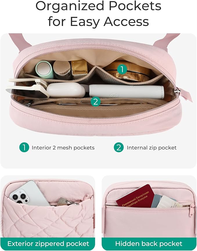 BAGSMART Puffy Fanny Packs for Women Crossbody Belt Bag with Adjustable Strap, Quilted Waist Pack Purse for Traveling Shopping Workout