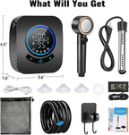 Upgraded Portable Shower with Heater, 1500W Immersion Heated, 8000mAh Rechargeable Camping Shower Pump with LED Display, IPX8 Waterproof Lightweight Outdoor Shower Pump Kit for Hiking