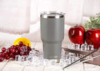 D·S 30oz Grey Tumbler Stainless Steel Insulated Travel Mug with Straw Lid Cleaning Brush (30oz Grey)