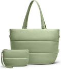 Puffer Tote Bag for Women, Lightweight Puffy Tote with Compartments, Shoulder Bag Crossbody Bags for Women Travel, Work, Gym