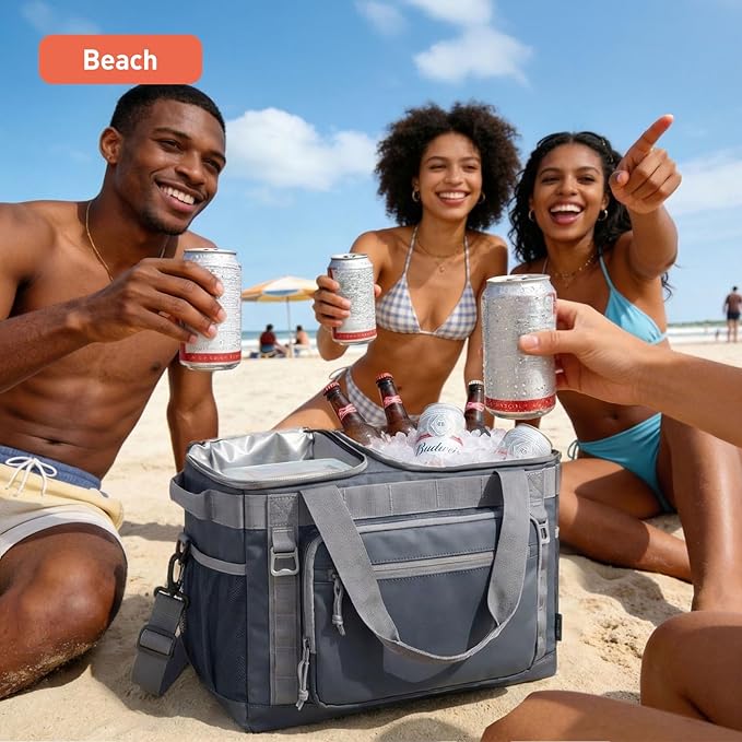 TOURIT Soft Sided Cooler Bag Insulated 30/48/60 Cans, Large Collapsible & Leakproof Ice Chest for Picnic, Beach, Camping, Travel
