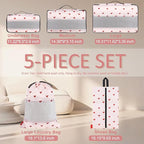 U+U 5 Set Packing Cubes for Travel Essentials Ultralight Luggage Packing Organizers with Laundry Bag and Shoe Bag for Vacation, Business Trip and Camping (Sweetheart Pink)