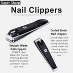 HANTEKAS Manicure Pedicure Set 8pcs Stainless Steel Nail Clippers Kit Fingernail Toenail Clippers Cutters with Leather Case for Home Workplace Outdoor Travel Salon Gift for Men Women Family Friends