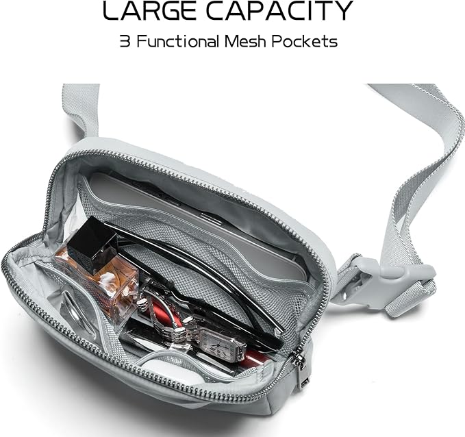 Belt Bag for Women Fanny Pack Crossbody Bags for Women Fashion Waist Packs with Adjustable Strap Gifts for Women Men (Lightgrey)