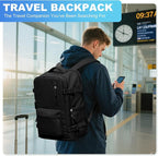 Large Travel Backpack Women Carry On Hiking Backpack Waterproof Outdoor Sports Casual Daypack Personal item Travel Bag Airplane Essentials Spirit Airline Flight Approved Shoes Compartment Men,Black