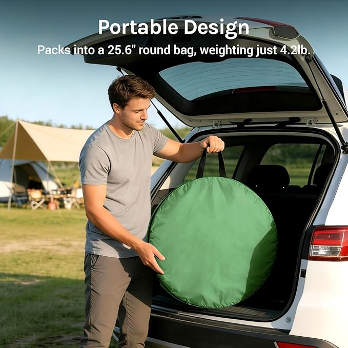 Wolfwise Pop Up Shower Tent, Portable Instant Changing Tent with Ventilation Window & Carry Bag, Privacy Bathroom Toilet for Beach, Camping & Outdoor, Width 47 ", Height 83 ", Green