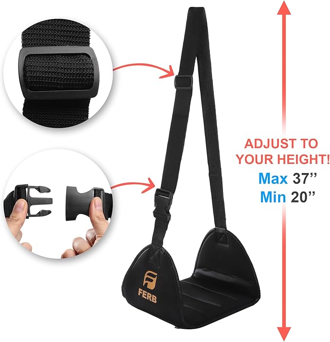 FERB Airplane Portable Footrest - Travel Foot Hammock with Memory Foam for Comfort | Adjustable Office Footrests for Airplane, Train, Bus | Lightweight Travel Accessory (Pack of 1)