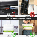 TOOVREN 2-in-1 Travel Belt for Luggage Straps Add a Bag Bungees Suitcase Luggage Strap Over Handle Suitcases Belt for Carry On Bag Adjustable Backpack Attachment Airport Travel Accessories Green
