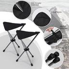 REDCAMP 2 Pack Ultralight Camping stools with Retractable Legs, Portable 3 Legged Tripod Camping Stools for Adults Fishing Backpacking Hunting, Black