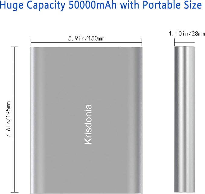 Portable Laptop Charger 185Wh/50000mAh External Battery Pack Power Bank for Laptop, Tablet, Projector, Smartphone and Others