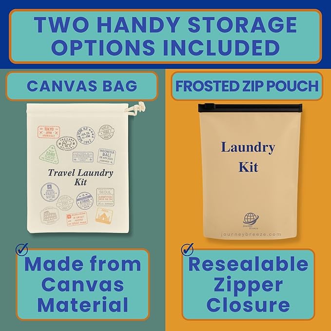 Travel Laundry Detergent Sheets Gift Set – Laundry Detergent Sheets 50-Count + Universal Sink Stopper, Lightweight Travel Clothesline and Strong Portable Clothesline for Hotels, Cruises & Camping