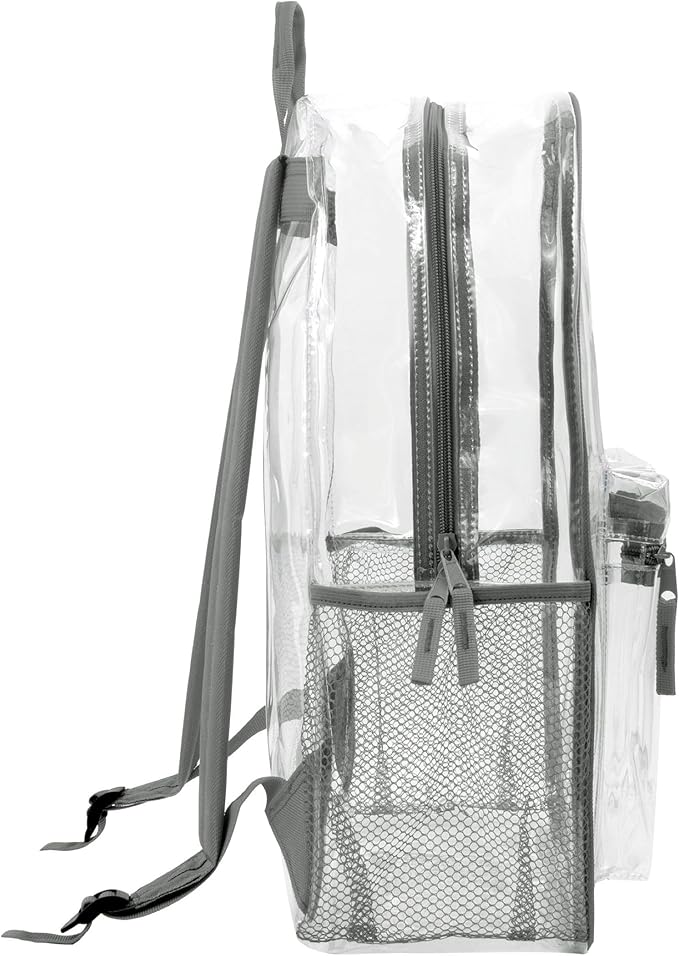 Trail maker Clear Backpack Heavy Duty with Padded Straps, Side Pockets for Kids, Boys, Girls, School, Stadium Approved Events