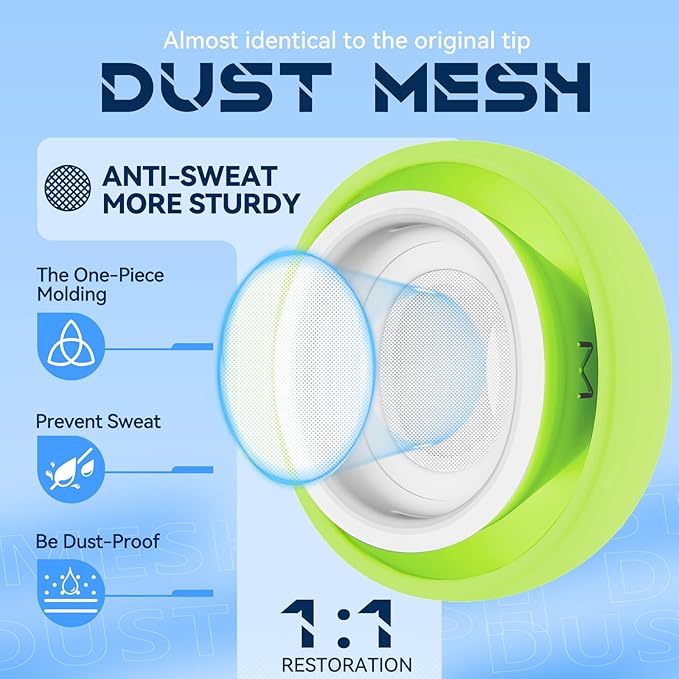 4 Pairs Replacement Ear Tips for AirPods Pro 2nd/1st Generation with Portable Storage Box & Cleaner Pen,Noise Reduction Holewith & Built-in dust Guard Screen,Silicone EarTips(Fluorescent Green)