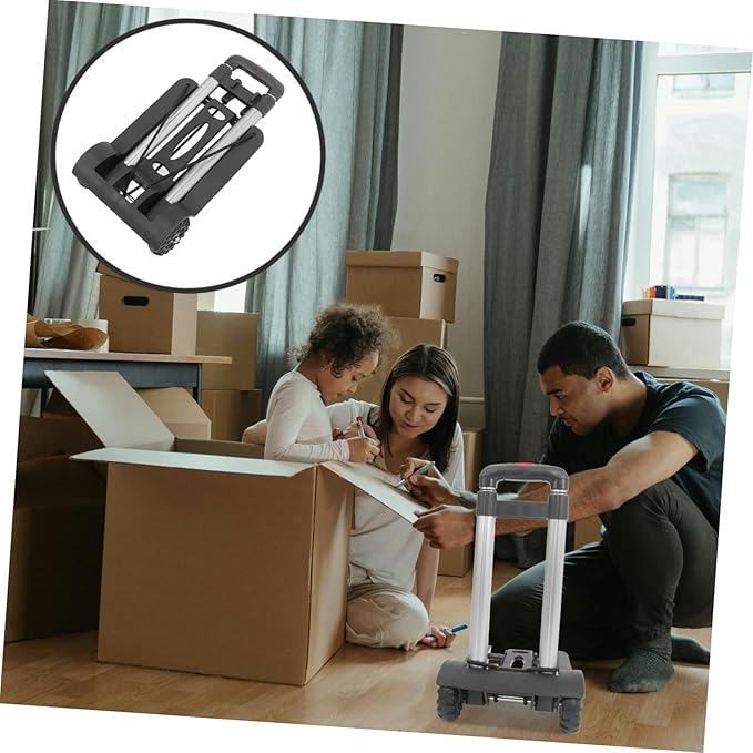 Healifty Heavy Duty Luggage Cart with Adjustable Handle for Easy Transportation Folding Utility Cart for Travel Moving and Shopping Compact Design for Home Use