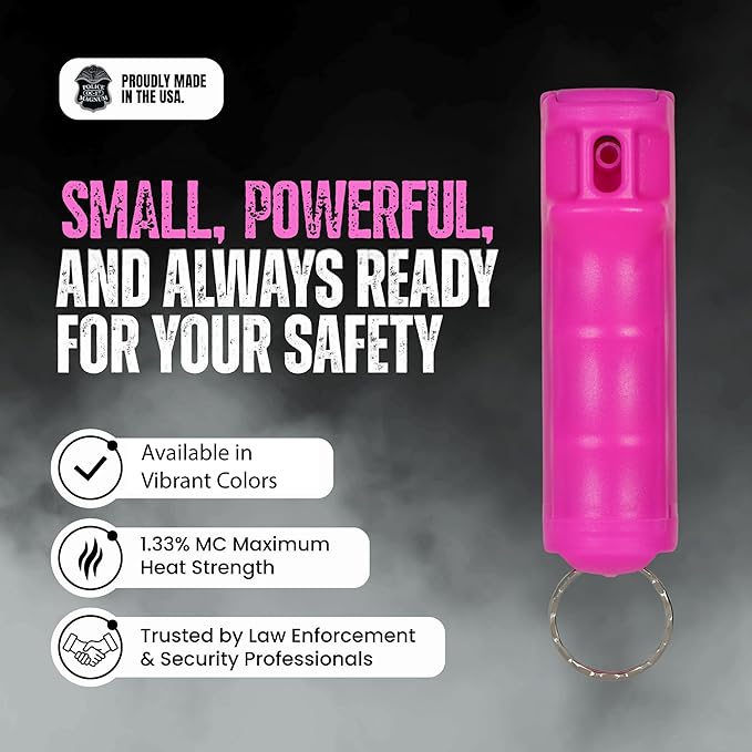 Police Magnum Personal Safety Alarm & Pepper Spray Combo Self Defense Pack for Women- Loud 135db Siren with Light & Max Strength Flip Top Pepper Spray Protection