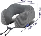 napfun Neck Pillow for Travel with Travel Pouch, Sleep Mask & Earplugs, Memory Foam Airplane Pillow for Headrest Sleep with Eyeshades, Plane Essentials with Eye Blindfold, Dark Gray Striped Kit