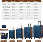 6 Piece Luggage Sets with Bags, Lightweight Expandable Checked Luggage Sets, Hardshell ABS Spinner Wheels Carry on Suitcase with TSA Lock, for Travel, Women Men (Nayy Blue, 18/20/24/28inch+2bags)