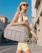 oscaurt Gym Bag for Women Puffer Duffle Bag for Travel Water Resistant Carry On Weekender Overnight Duffel Dance Bag with Shoe Compartment