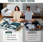 Veken 10 Set Packing Cubes for Travel Essential, Suitcase Organizer Bags in 4 Sizes, Carry-On Luggage Accessories with Large Laundry & Hanging Toiletry Bag, Must-Have for Airplane, Road Trip & Camping