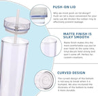 Volhoply 20oz Plastic Skinny Tumblers Bulk 4 Pack,Double Wall Tumbler with Lid and Straw,Reusable Travel Iced Coffee Mug,BPA Free Matte Acrylic Water Cups with Straw for Parties,DIY Gifts(Clear,4 Set)