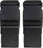 2 Pack Suitcase Belts, Adjustable Luggage Straps, Bright Colors Travel Packing Straps with Quick Release Buckle (Black)