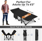 ABORON 2PK XXL Camping Cot for Adults 900LBS - 78"×32" Oversized Folding Bed with Mattress Pad, Heavy Duty 1200D Oxford Outdoor Cot with Carry Bag