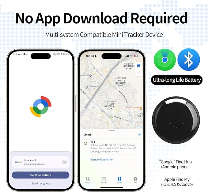 Mini Portable GPS Tracker for Vehicles, Global Tracking, Undetectable GPS Car Tracker, No Monthly Fee/No SIM Card, Tracker Device for Kids, Dogs, Cars, Elderly, Compatible with iOS & Android