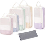 Narwey 6 Set/5 Set Compression Packing Cubes for Travel Kids Women Carry on, Packing Organizers Bag for Backpack Luggage Suitcase Duffle Bags