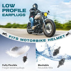 Motorcycle Ear Plugs for Wind Noise Reduction, 2 Pairs Reusable Motorcycle Accessories - Moto Earplugs, Soft Comfortable Hearing Protection for Motorbike, Touring, Racing, Riding - 25dB, Biker Gifts