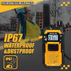 Retevis RB48 Walkie Talkies Long Range,MIL-STD 810H IP67 Waterproof Two Way Radios with Earpiece, Support VOX, Vibration Call, 2000mAh, NOAA, 2 Way Radio for Business(2 Pack)