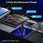 USB C Car Charger 3Pack, 3-Port 93W Dual PD USB-C & USB-A Fast Charging Cigarette Lighter USB Charger for Samsung S25 S24, Car Phone Adapter Accessories for iPhone 17/Air/16/15 Pro Max, Pixel