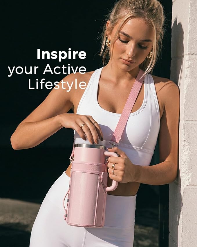 GLORIEROO Magnetic Gym Bag for Women - Water Bottle Holder Bag Carrier - Gym Workout Accessories Essentials Gifts for Women | 4 Built-in Magnets, Fits 40oz Tumbler, Shoulder Strap, Touchscreen Pocket