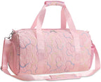 Gym Travel Duffle Bag for Girls - Gymnastics Sports Dance Bag with Shoe Compartment & Wet Pocket Kids Travel Bag Teens Weekender Sleepover Carry On Bag