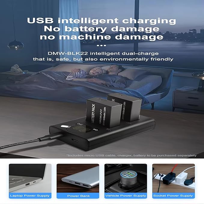 LP-E17 Dual USB Camera Battery Charger Station with LCD Display, Overcharge Protection,for R10/R50/R100/RP/850D/800D/200D/M5/M6 Mark II Cameras‌