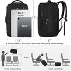 MATEIN Travel Laptop Backpack, Flight Approved Carry on Backpack Shoe Compartment, Large Personal Item Bag Fits 15.6 inch Laptop, Water Resistant Luggage Overnight Weekender Bag, Black