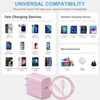 iPhone 17 16 15 Charger Fast Charging 3+3Pack Type C Charger USB C Chargers Block with 10FT Cable for iPhone Air/17/17 Plus/17 Pro/17 Pro Max/16/16 Plus/16 Pro/16 Pro Max/15/15 Pro Max/iPad Pro (Pink)