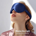 LitBear 100% 22 Momme Mulberry Silk Sleep Mask - 3D Contoured Eye Mask for Men Women, Soft Breathable Sleeping Mask with Adjustable Strap, Perfect Blocks Light for Sleeping (Midnight Blue)