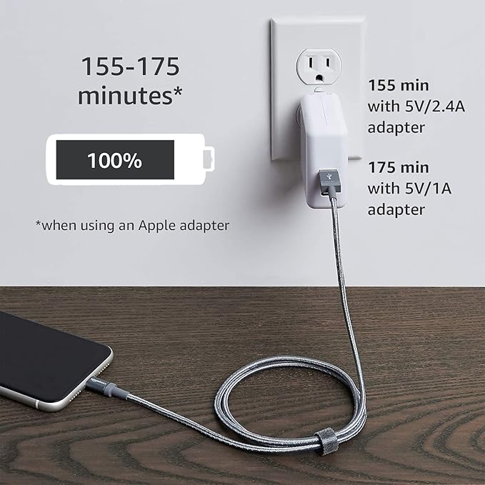 Amazon Basics USB-A to Lightning Cable, Apple MFi Certified, Nylon Braided Cord, Fast Charging, Durable, Sturdy, 3 Foot, Dark Gray