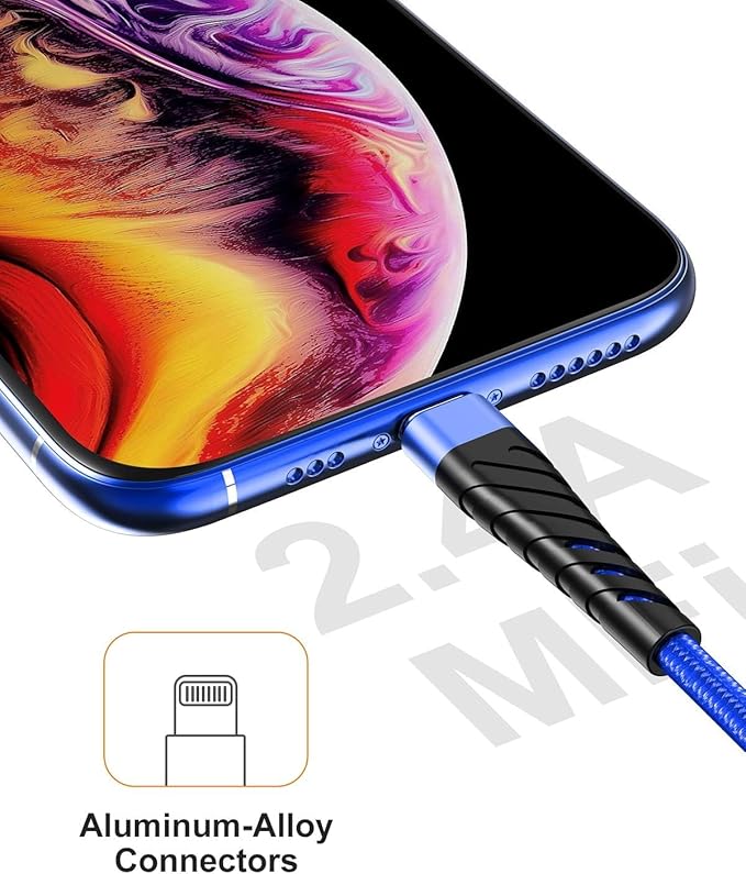 CyvenSmart (2 Pack) Long iPhone Charger 10ft for [MFi Certified], 10 Foot Lightning Cable Fast Charging Cord 10 Feet for iPhone 12/12 Pro/11/11 Pro/11 Pro Max/XS/XS Max/XR/X/8/8 Plus/7/7 Plus/6 Blue