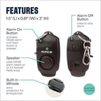 Mace Personal Safety Alarm - Loud 130db Siren, Built in Emergency Whistle, Easy On/Off Push Button Activation, Batteries Included, Personal Alarm for Women & Men - Black
