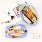 SOIDRAM 2 Pcs Corduroy Makeup Bag Large Cosmetic Bag Toiletry Bag Makeup Pouch Travel Bag Organizer Cute Makeup Brushes Aesthetic Accessories Storage Bag for Women Blue