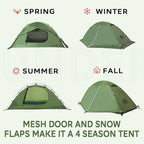 1/2 Person Backpacking Tent for 4-Season - Winter Waterproof Tent for One Person, Lightweight Camping Gear for Backpacking, Easy Set Up Cold Weather Essentials by Underwood Aggregator